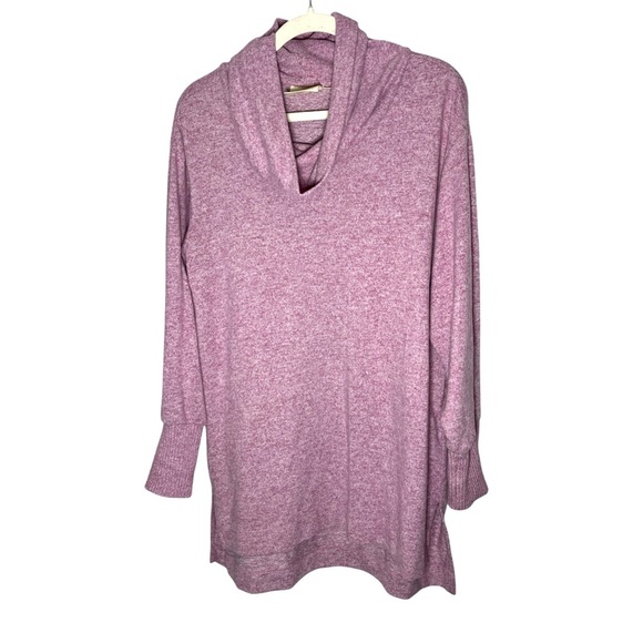 Anthropologie Maeve Tunic Cowl Neck Sweater Medium Relaxed Soft Pink Oversized - Picture 2 of 15